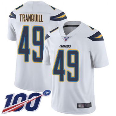 Los Angeles Chargers NFL Football Drue Tranquill White Jersey Men Limited #49 Road 100th Season Vapor Untouchable
